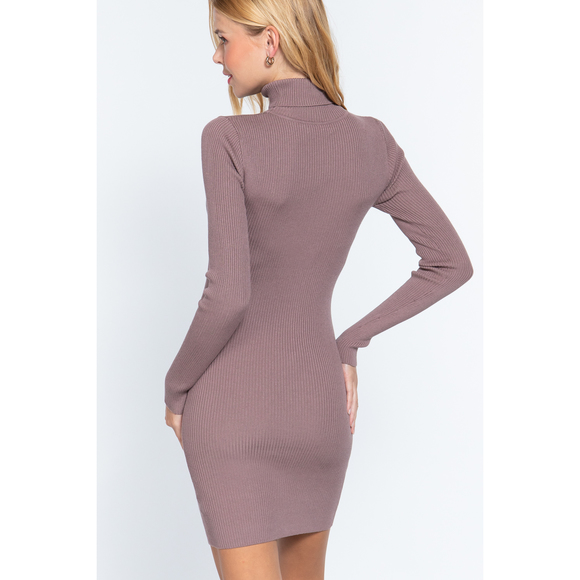 Turtle Neck Sewater Mini Dress - Picture 4 of 7